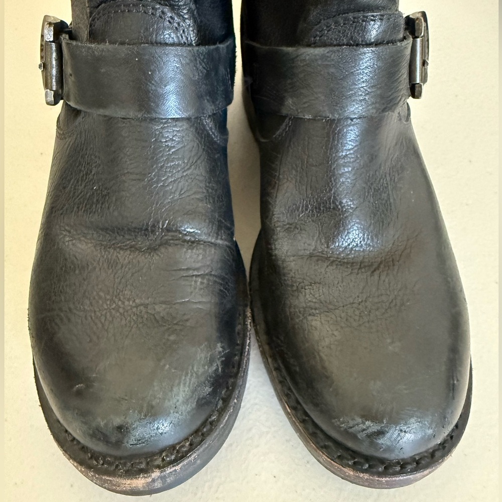 FRYE Veronica Short Harness Black Leather Moto Biker Boots Grunge Core Size 6.5 - Picture 11 of 14